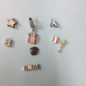 Bundle of Origami Owl baseball charms. See below